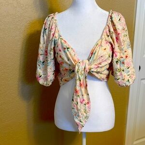 Abercrombie & Fitch Floral Tie-Front Blouse